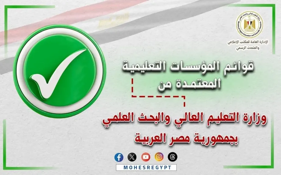 القوائم المُحدثة لمؤسسات التعليم العالي المُعتمدة بمصر