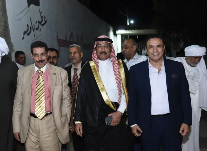 مدحت بركات يستقبل الشيخ كامل مطر في لقاء ودي حاشد بمنشية القناطر بحضور قيادات القبائل والعائلات المصرية